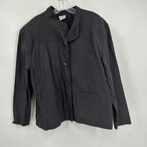 Tibetan Trader Womens Jacket Size XL Black Snap Closure Long Sleeve Pockets